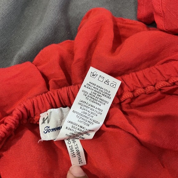Tommy Bahama Red Linen Blend Ruffle Jumpsuit - Small, Cropped missing  tie belt - Picture 8 of 10